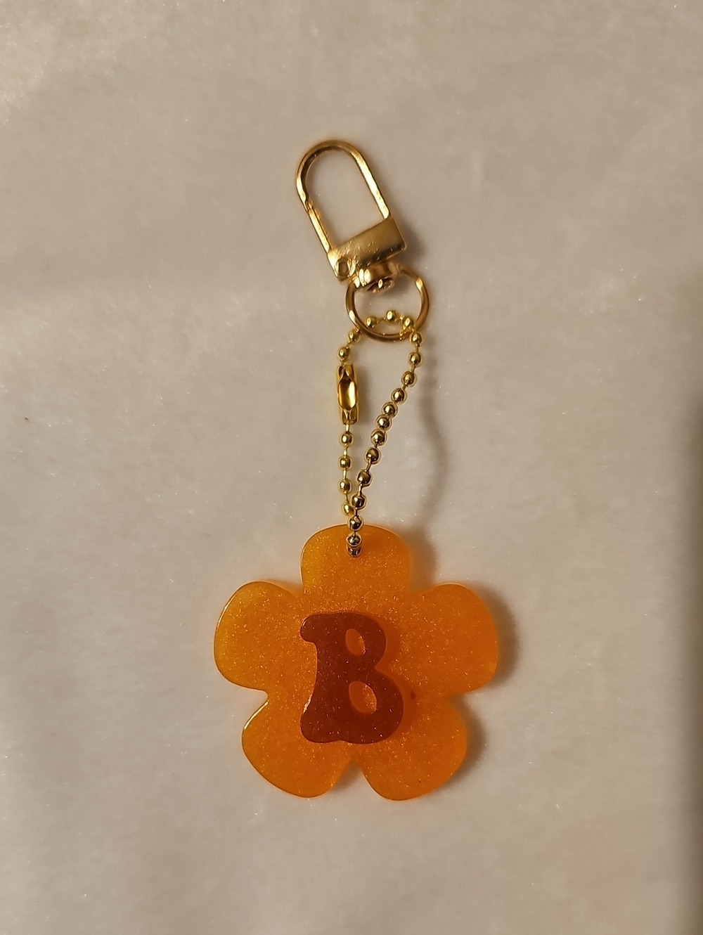 Orange and Purple Initial B Keychain